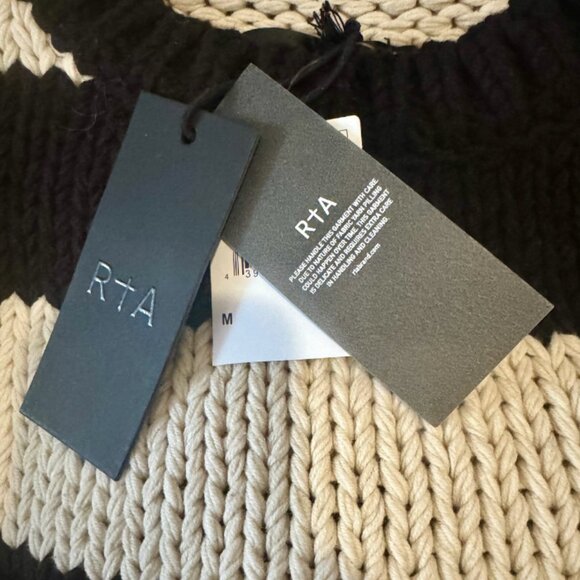 NWT RTA Griffith Oversized Striped Cotton-blend Sweater In Black - Picture 11 of 14